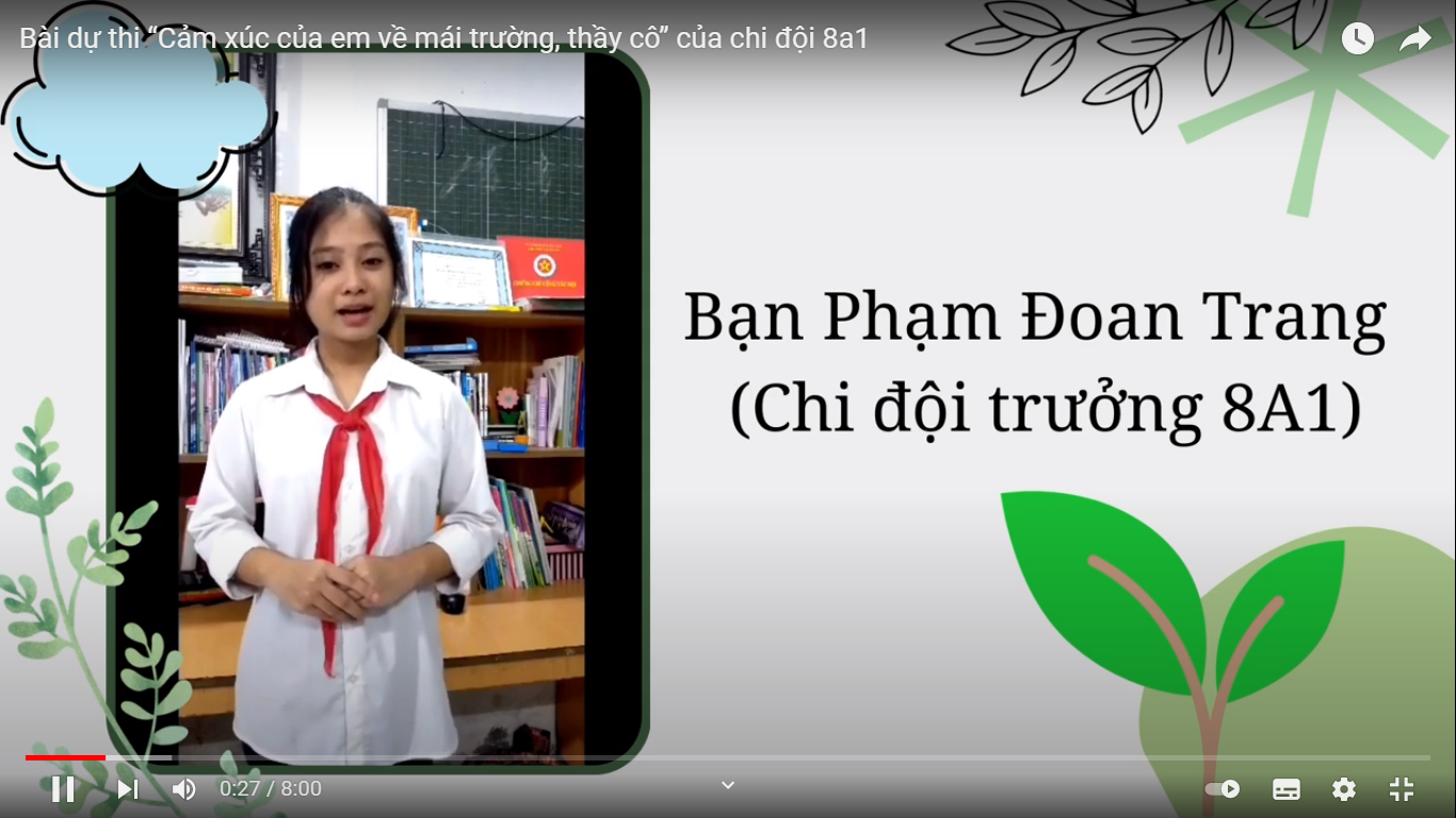 Hình ảnh bạn Đoan Trang tham gia thiết kế video cảm xúc thầy cô và mái trường